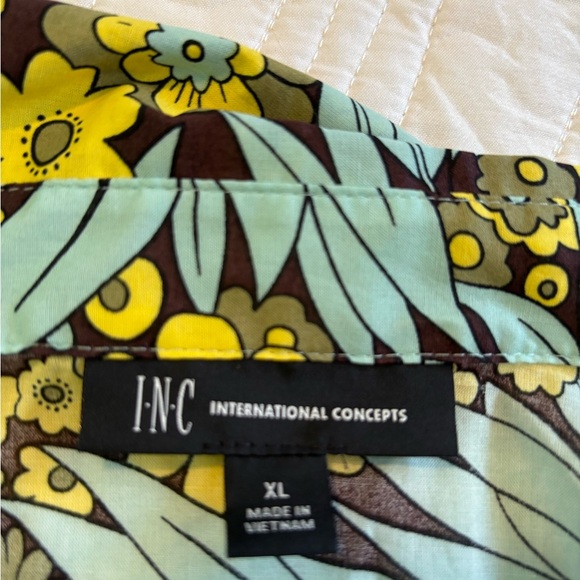 INC International Concepts Yellow and Green Floral Top - Picture 2 of 8